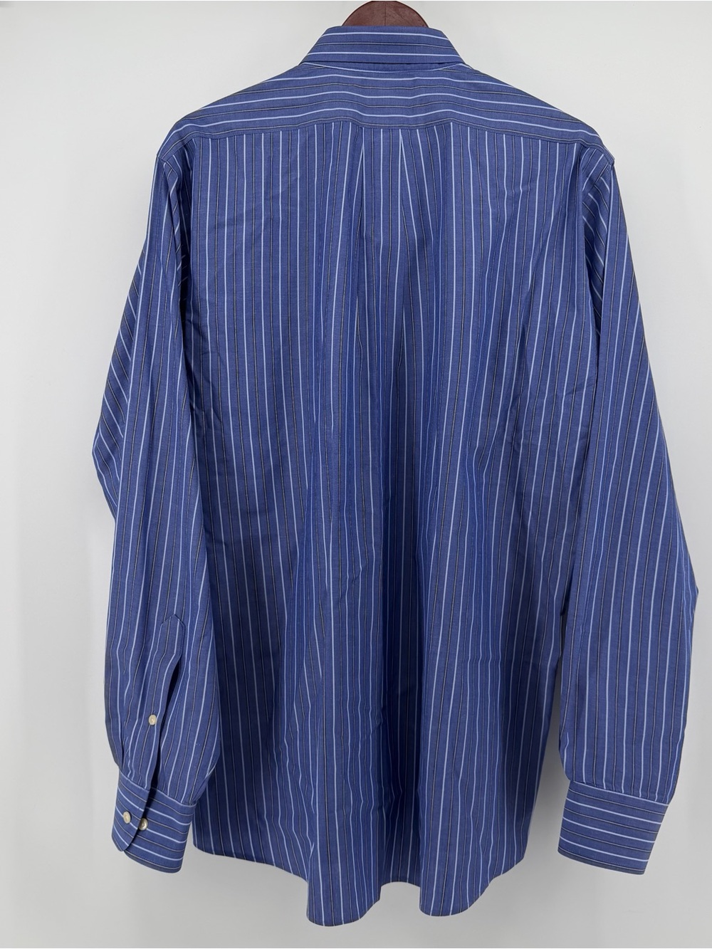 Chaps Blue & Gold Multi-Stripe Wrinkle-Free Shirt L Ivy League GrandpaCore - Picture 3 of 9
